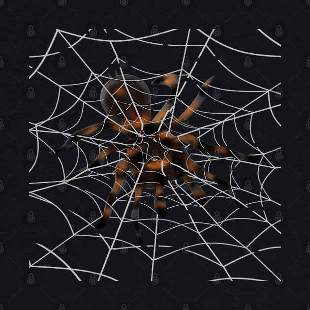 Giant Halloween Spider in Spiderwebs (Gray Background) by Art By LM Designs 